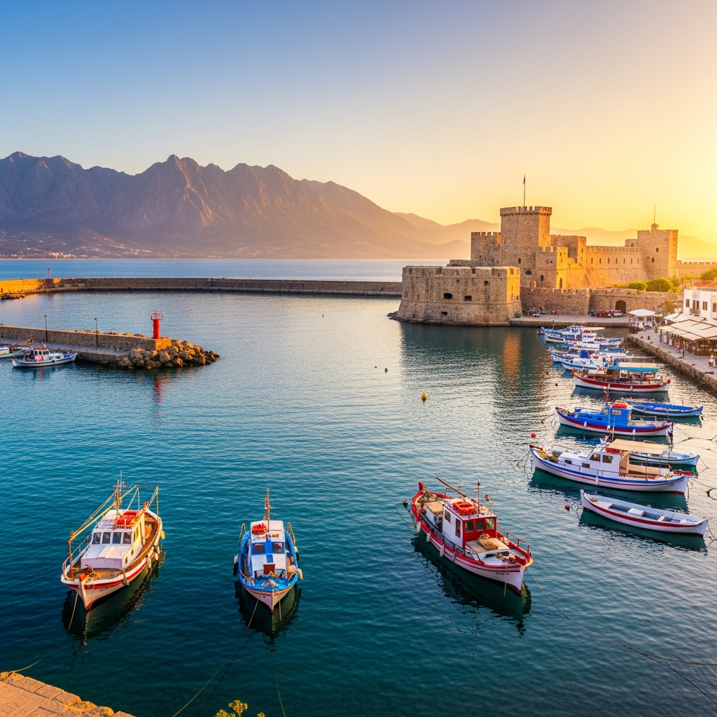 Kyrenia Hafen und Burg Panorama Nordzypern
