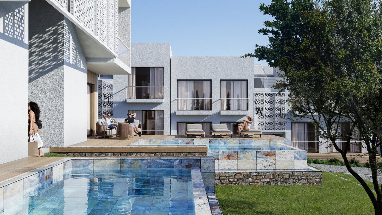 nordzypern-immobilien karsiyaka - apartment aqualina - pool und garten (bild 7)