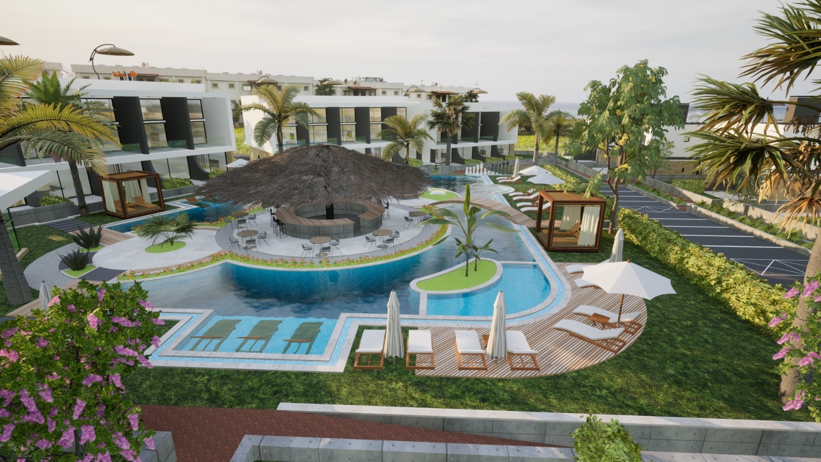 nordzypern-immobilien tatlısu - villa aurora bay - aussenansicht villa apartment am mittelmeer