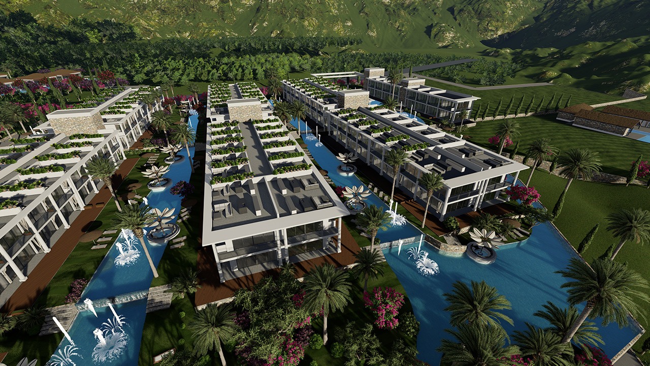 nordzypern-immobilien tatlısu - apartment garden residences - pool und garten (bild 7)
