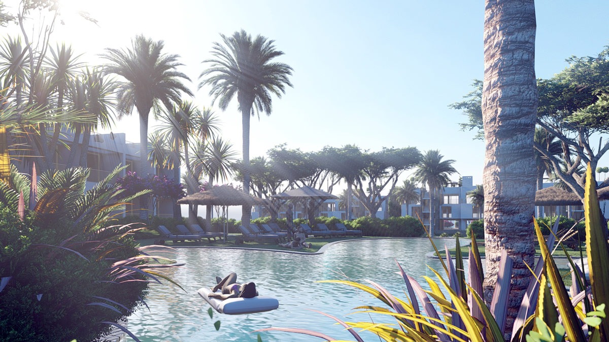 nordzypern-immobilien ferienvilla bahamas esentepe - mediterrane immobilie mit tropischer palmen-poolanlage