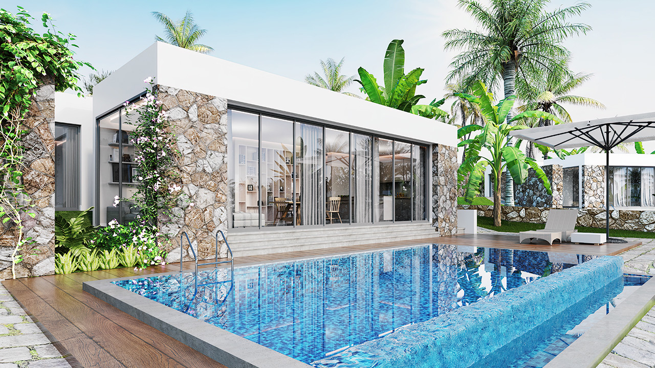 nordzypern-immobilien tatlısu - studio oasis - aussenansicht villa apartment am mittelmeer