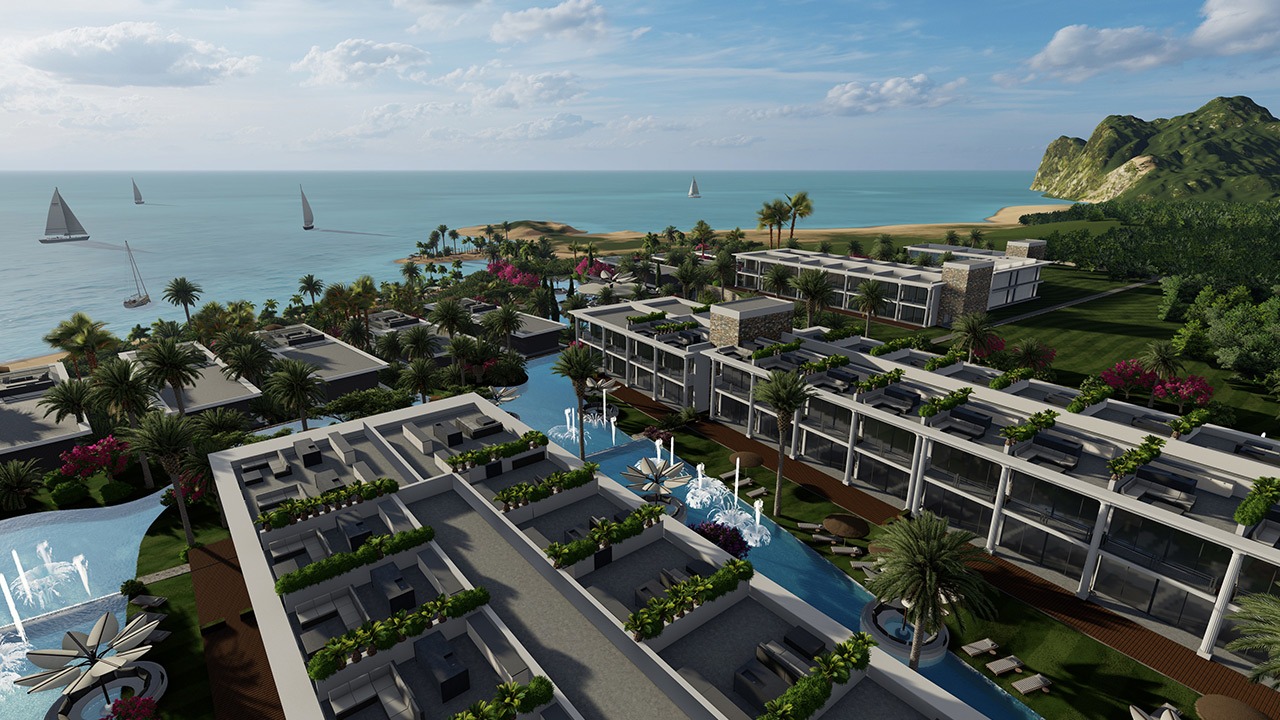 nordzypern-immobilien long beach, iskele - penthouse pearl gardens - pool und garten (bild 7)