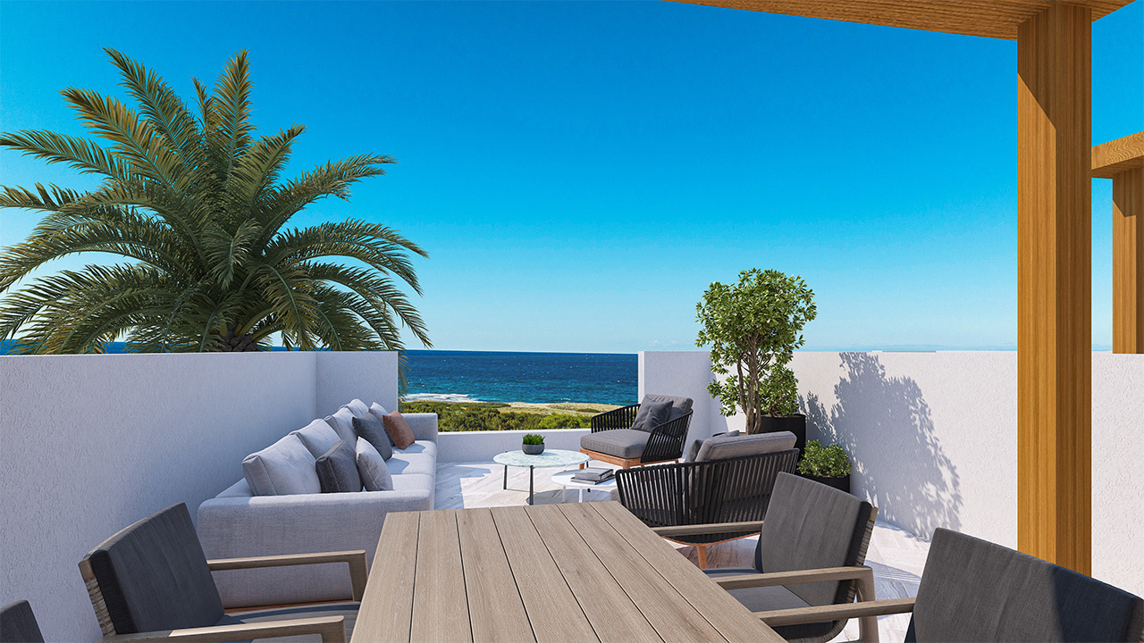 nordzypern-immobilien iskele - penthouse platinum residence - pool und garten (bild 7)