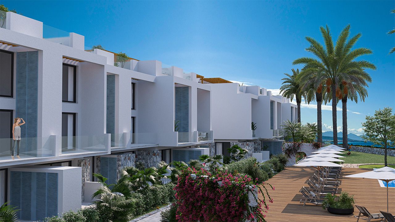 nordzypern-immobilien long beach, iskele - penthouse sapphire bay - pool und garten (bild 7)