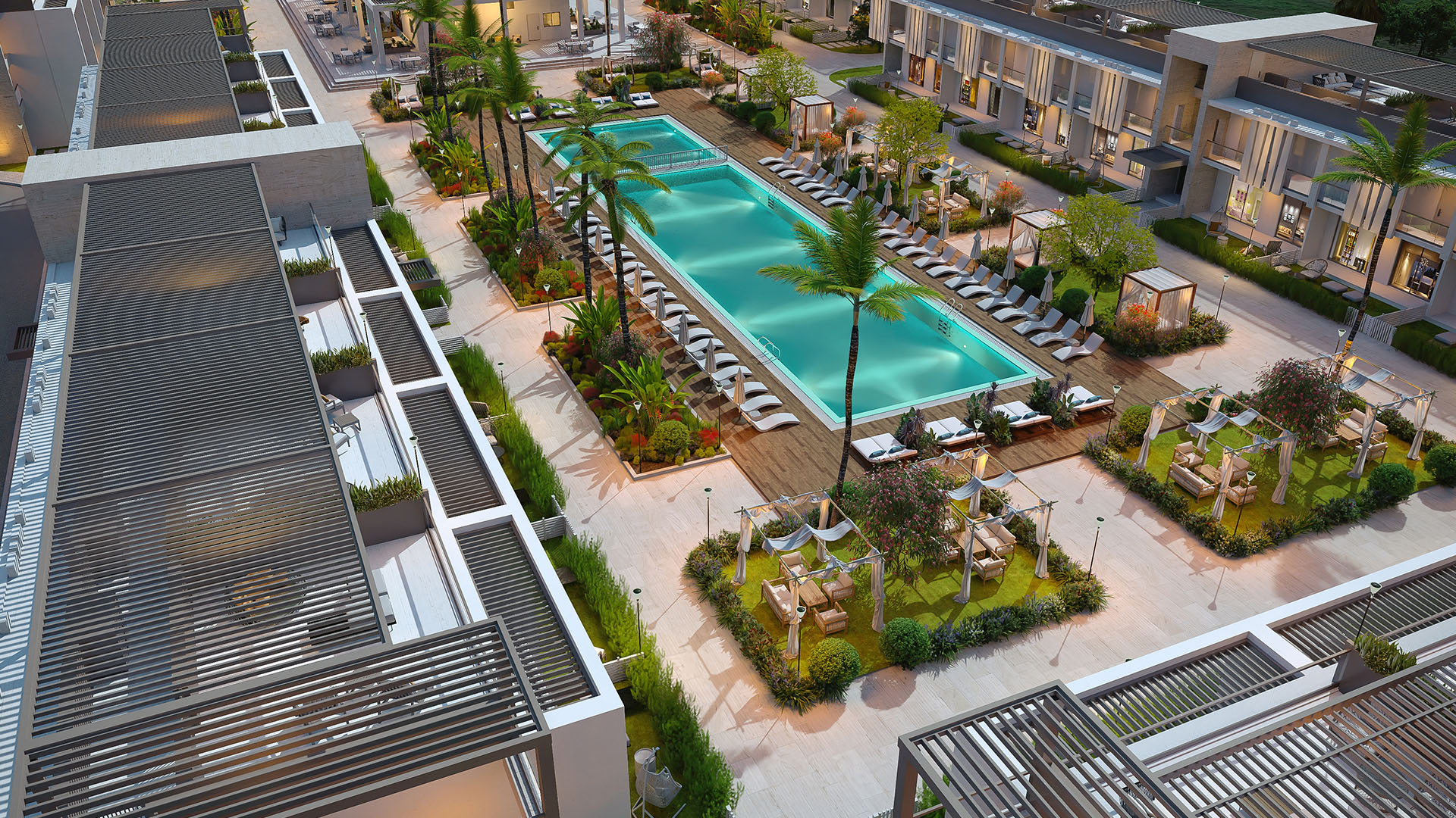 nordzypern-immobilien iskele - apartment seafront iskele - pool und garten (bild 15)