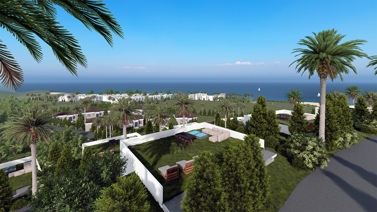 nordzypern-immobilien iskele - studio sunshine village - pool und garten (bild 7)