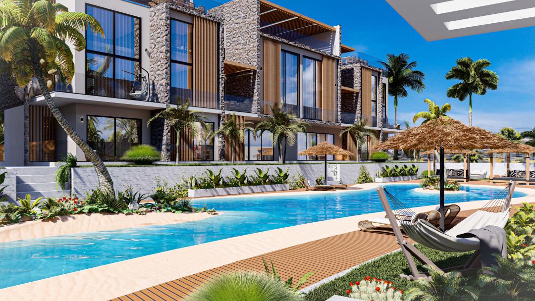 nordzypern-immobilien esentepe - bungalow tanzania homes - aussenansicht villa apartment am mittelmeer